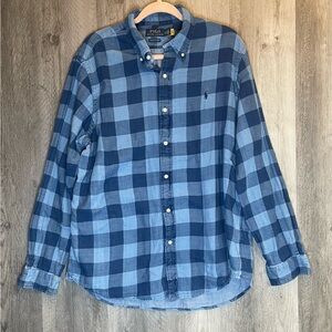 Polo Ralph Lauren Classic Fit Indigo Plaid Button Down Shirt Men’s XL Blue